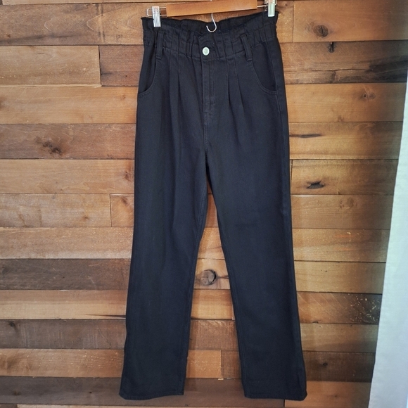 Hudson Jeans Denim - Hudson High Rise Paperbag Waist Straight Leg Pants – Black – Size 26
